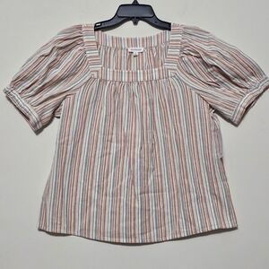 Westbound Women's Top Blouse Medium Short Sleeve Multicolor Stripe Square Neck